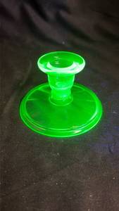 lot 805 image: Green Depression Uranium Glass Candlestick Holder
