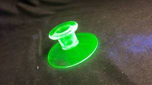 lot 806 image: Green Depression Uranium Glass Candlestick Holder