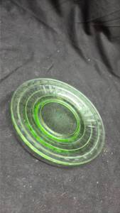 lot 808 image: Green Depression Uranium Glass Tea Plate.