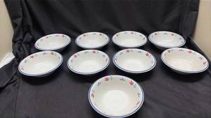 lot 819 image: 9 Design Concepts Stoneware Bowls with Floral Pattern