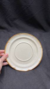 lot 823 image: Baroque Hearthside Stoneware Saucer with Gold Rim