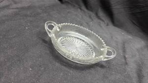 lot 825 image: Glass Serving Bowl with Double Handles - Manganese Glow