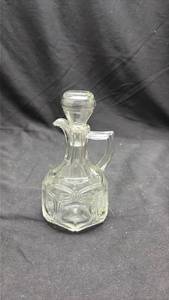 lot 827 image: Glass Oil and Vinegar Cruet with Stopper - Vaseline Glow