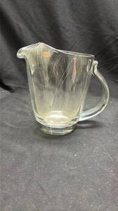 lot 828 image: Fostoria Glass Pitcher with Wheat Pattern - Manganese Glow