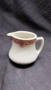 lot 839 image: Wellsville China Belmont Pattern Red Transferware Creamer