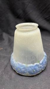 lot 841 image: Frosted Glass Light Shade with Blue Floral Pattern