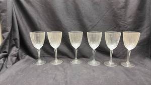 lot 850 image: Crystal Wine Glasses Set of 6 Cut Glass Pattern - Lead Glow