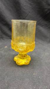 lot 853 image: Yellow Pressed Glass Coin Dot Goblet