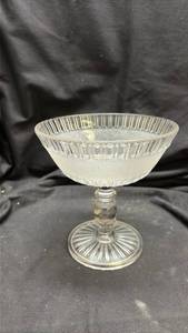 lot 894 image: Cut Crystal Glass Compote Bowl with Pedestal Base - Manganese Glow