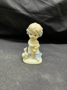 lot 949 image: Porcelain Girl Figurine with Umbrella and Duck