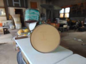 lot 3269 image: Childs Drum Set for Decor - Please see pictures for damaged areas