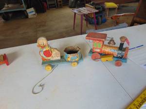 lot 3288 image: Vintage Wooden Pull Toys
