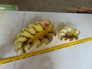 California Pottery Marked Leaf Trays