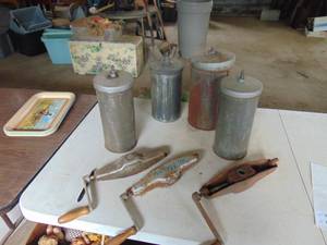 lot 3324 image: Ice Cream Steel Containers and Hand Cranks