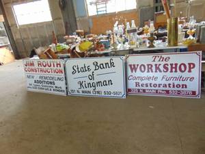 lot 3334 image: 3 Large Metal Advertisement Signs