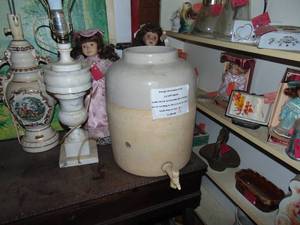 lot 3367 image: Stoneware Crock Jug with Spigot - 45 Gallon