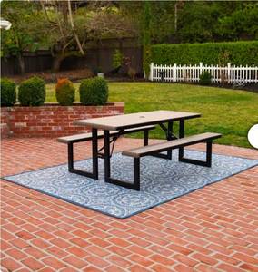 lot 20658 image: Lifetime Folding Picnic Table with Benches - Retail $200