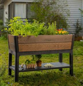 lot 20659 image: Keter Walnut Elevated Garden Bed - Retail $100