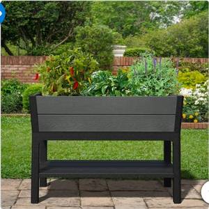 lot 20660 image: Keter Darwin Elevated Raised Garden Bed Planter with Storage Shelf - Retail $100