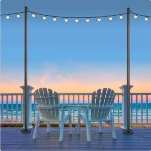 lot 20663 image: Excello Heavy-Duty String Light Pole Set 2-Pack - Retail $80