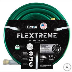 lot 20681 image: Flexon Flextreme Contractor Grade Garden Hose 100ft x 58in - Retail $45