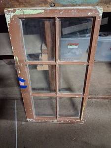 lot 58 image: 6-Pane Wooden Window Frame with Glass