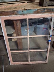 lot 59 image: 6-Pane Wooden Window Sash with Glass
