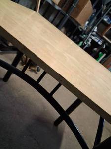 lot 64 image: Wood Top Folding Table with Black Metal Frame