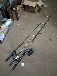 lot 94 image: Fishing Rod and Reel Combo Set - Lot of 3