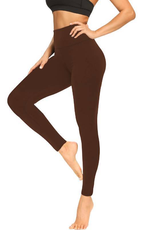 lot 2132 image: Buttery Soft Leggings for Women - High Waisted Tummy Control No See Through Workout Yoga Pants (Brown, Large-X-Large)&nbsp
