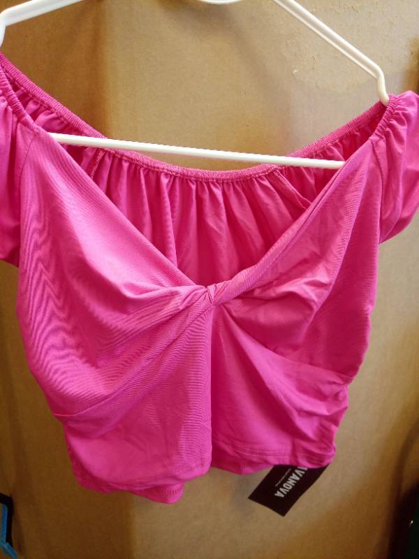 lot 2133 image: MakeMeChic Womens Off The Shoulder Tops Twist Front Going Out Tops Y2k Asymmetrical Crop Tops Apricot Small&nbsp
