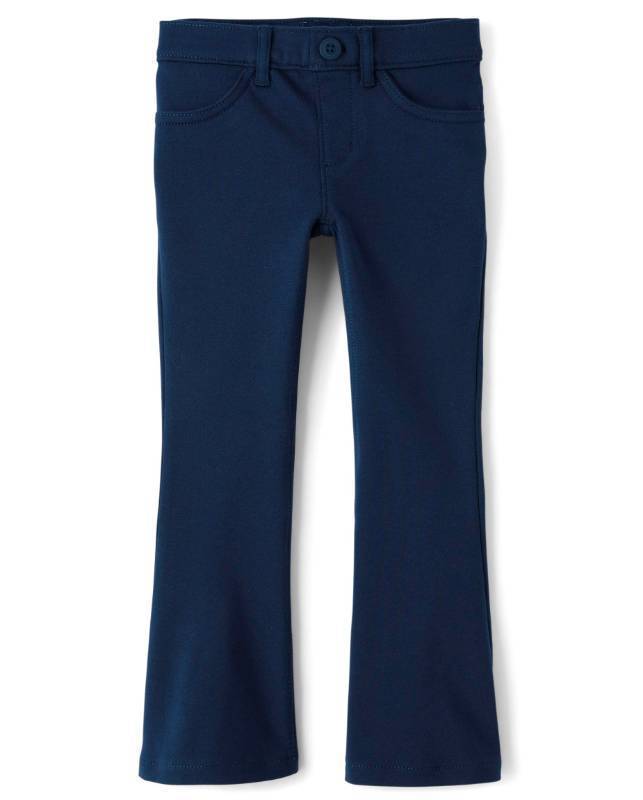 lot 2136 image: The Childrens Place Girls Uniform Ponte Flare Leg Pants, Tidal Retail $50