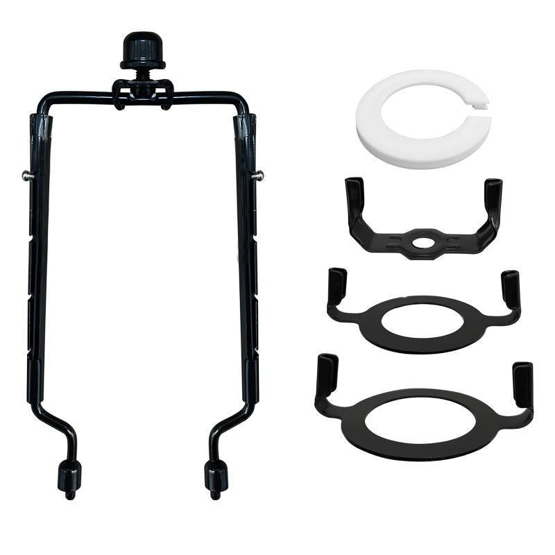 lot 2031 image: Lamp-Shade Harp Holder Adjustable Support - Tall 7 8 9 10 inch and 38 inch Standard Saddle E14 E26 E27 Light Base UNO Fitter Adapter Converter Finial Set Detachable Parts Bracket (Black) Retail $19.99