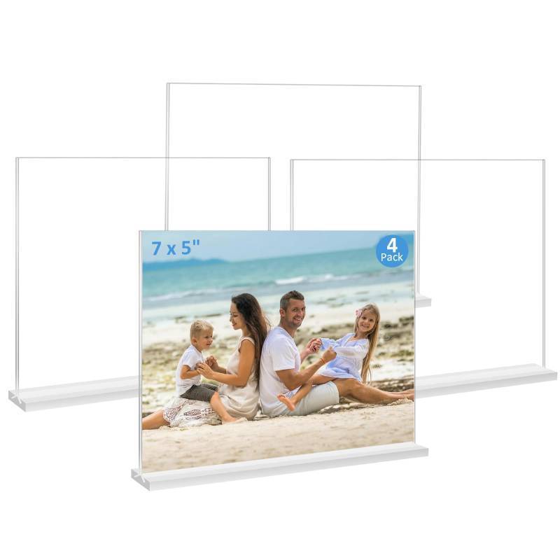 lot 2028 image: Acrylic Picture Frame 5x7 inches, 3 Pack Clear Plastic Picture Frames Holder Standing,Double Sided Picture Desktop Display for Photo Home Office - Horizontal Retail $19.99