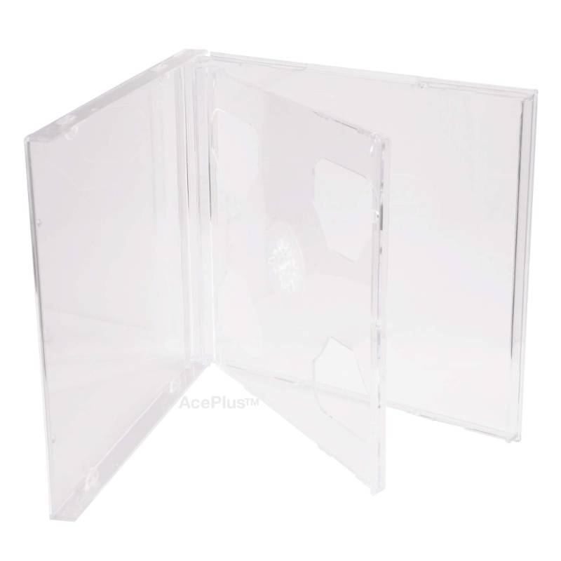 lot 2020 image: AcePlus Double 2-Disc Jewel Cases in Super Clear with 10.4 mm Standard Thickness Assembled with Inner Flip Tray (10-Pack) Retail $18.13