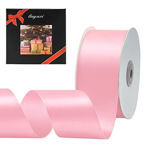lot 2021 image: Solid Color Double Faced Pink Satin Ribbon 2 X 25 Yards, Ribbons Perfect for Crafts, Wedding Decor, Bow Making, Sewing, Gift Package Wrapping and More Retail $9.99