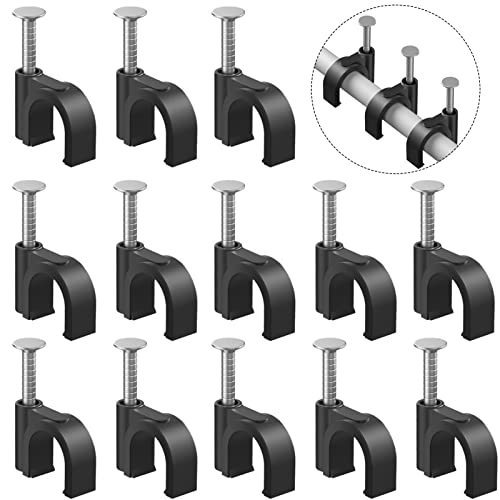 lot 2027 image: Easytle Plastic Cable Clamps Nail in Cable Clips 100 Pcs 10mm Cable Wire Clips Cable Tacks Coax Cable Clips Speaker Wire Clips Cable Nails for Cords Ethernet Cable Clips Black RG6 RG59 CAT6 RJ45