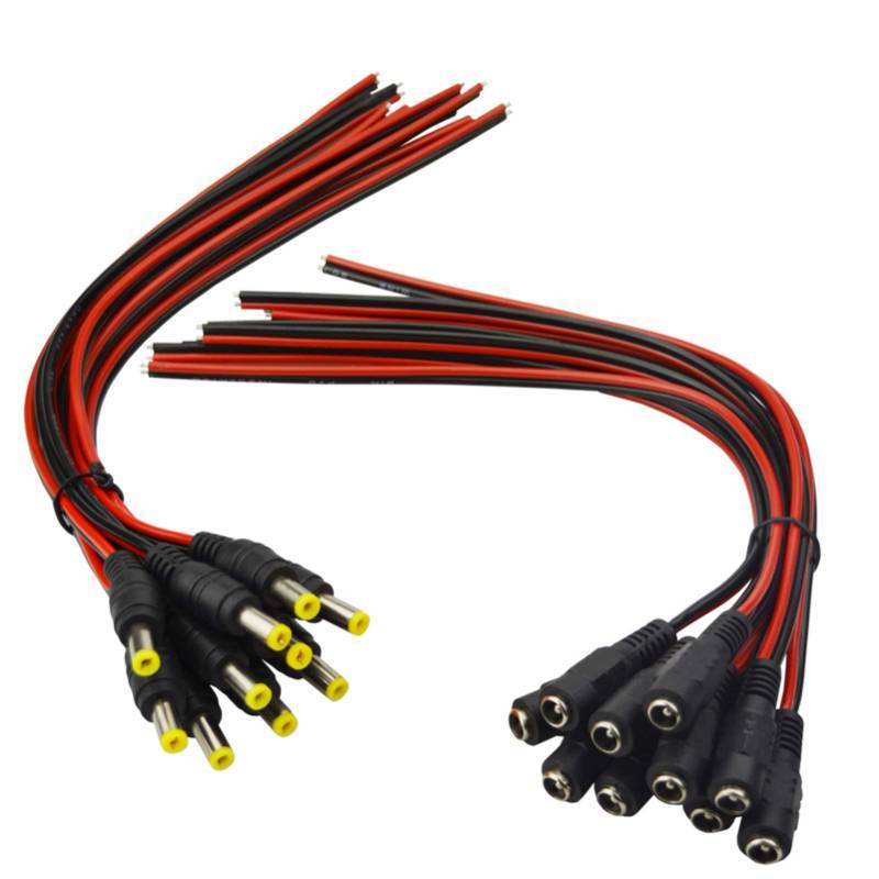 lot 2044 image: (Real 18AWG) 10 Pairs 12V 5A DC Power Pigtail Barrel Plug Connector Cable, 2.1mm x 5.5mm Male Female DC Pigtail Connectors for CCTV Security Camera and 12V Power Supply Adapter by MILAPEAK - Retail $9
