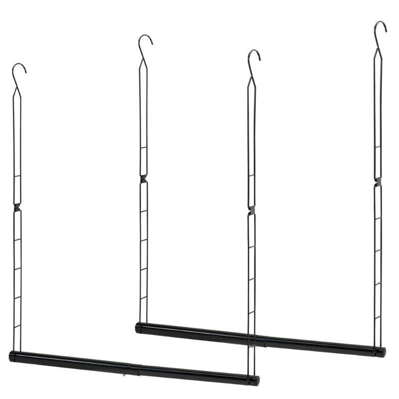 lot 2060 image: STORAGE MANIAC Hanging Closet Rod, Adjustable Width and Height Closet Hanging Organizer, Space-Saving Clothes Hanging Bar, Closet Extender Hanging Rod Double Closet Hanging Rod, 2 Pack Black