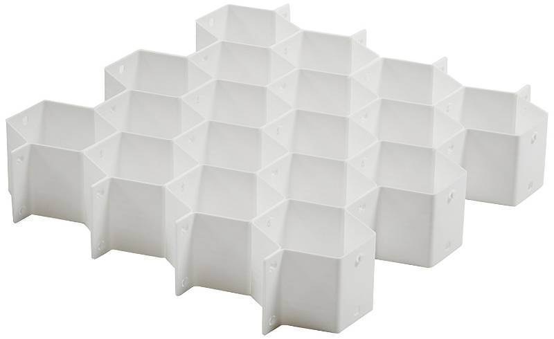 lot 2051 image: Whitmor Honeycomb Drawer Organizer - White - Set of 8