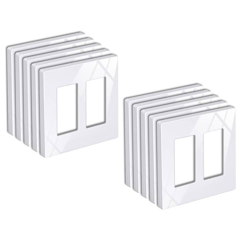 lot 2055 image: BESTTEN 8 Pack 2-Gang Screwless Decorative Wall Plate, USWP6 Snow White Series, Decorator Outlet Cover, H4.69�� x W4.73��, for Light Switch, Dimmer, GFCI, USB Receptacle&nbsp
