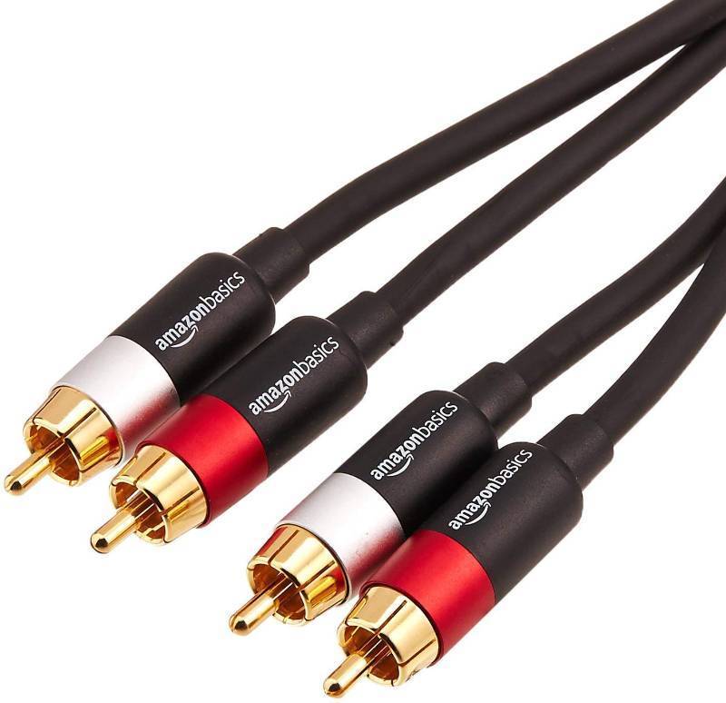 lot 2054 image: Amazon Basics 2 RCA Audio Cable for Amplifier,Active Speakers or Subwoofer with Gold-Plated Plugs, 4 Feet, Black