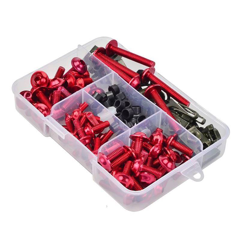lot 2094 image: Motorcycle Fairing Bolt Kit Screws 177pcs Bodywork Screws Nut Replacement CNC Alloy M6 M5 Motorcycles bolt Clip Nut for Motorcycle Car Accessoires (Red) - Retail $18