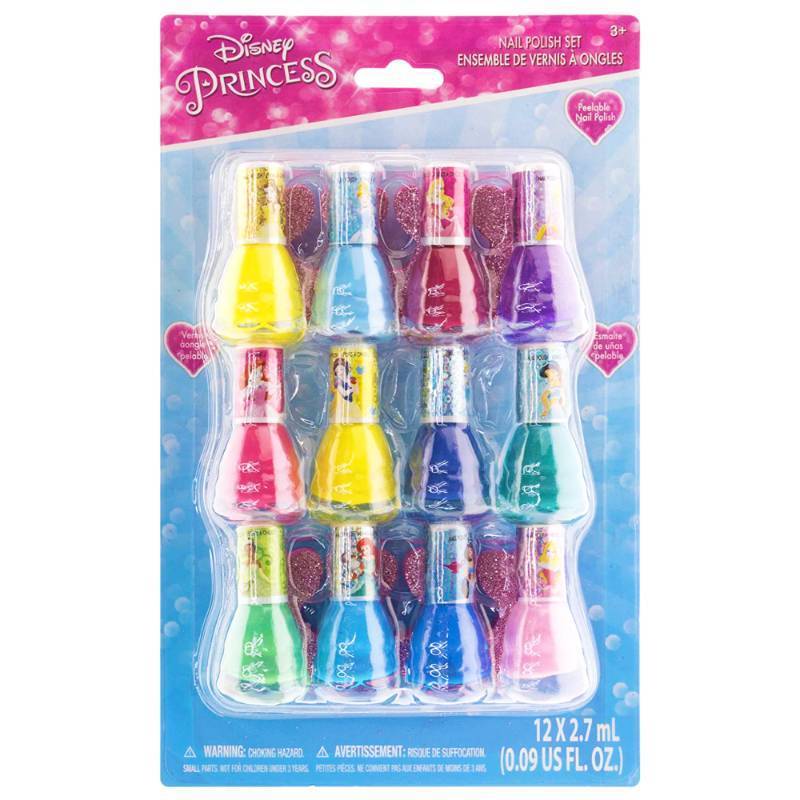 lot 2090 image: Disney Princess Non-Toxic Water-Based Peel-Off Quick Dry Nail Polish & seperators 8 Pc Set - Retail $8