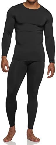 lot 2115 image: TSLA Mens Thermal Underwear Set, Microfiber Soft Fleece Lined Long Johns, Winter Warm Base Layer Top & Bottom, Soft Micro Fleece Black, Small Retail $21.56