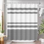 Long Shower Curtain, 72x78 Striped Black Fabric Shower Curtain Set with 12 Shower Curtain Hooks, Rustic Cloth Black and White Shower Curtain, Farmhouse Bathroom Shower Curtain Sets - Retail: $20