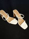 Caroljumie White Strappy Block Heel Sandals - Retail: $35
