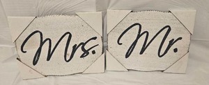 lot 103 image: Mr. &amp Mrs. Wedding Sign Plaques Set