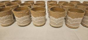 lot 109 image: Burlap and Lace Tealight Candle Holders Set of 36&nbsp