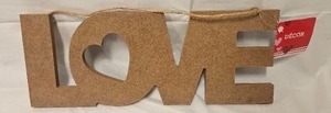 lot 111 image: LOVE Wooden Wall Hanging Sign with Jute Rope&nbsp